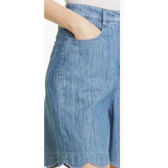 BOSS Scalloped Hem Denim Shorts in Blue NWT Size 28 - Picture 4 of 12